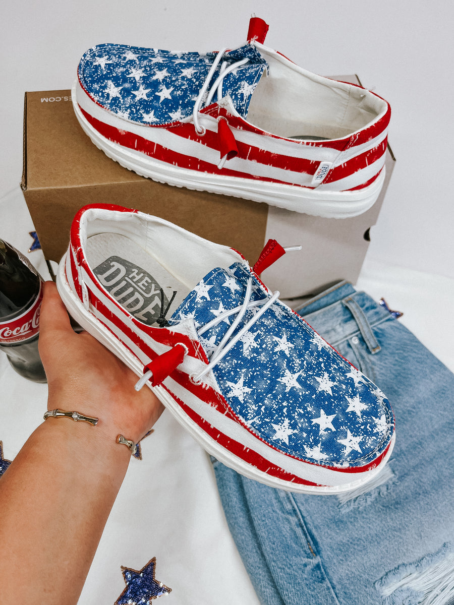 Hey dude on sale Wendy toddler star spangled patriotic shoes size 10