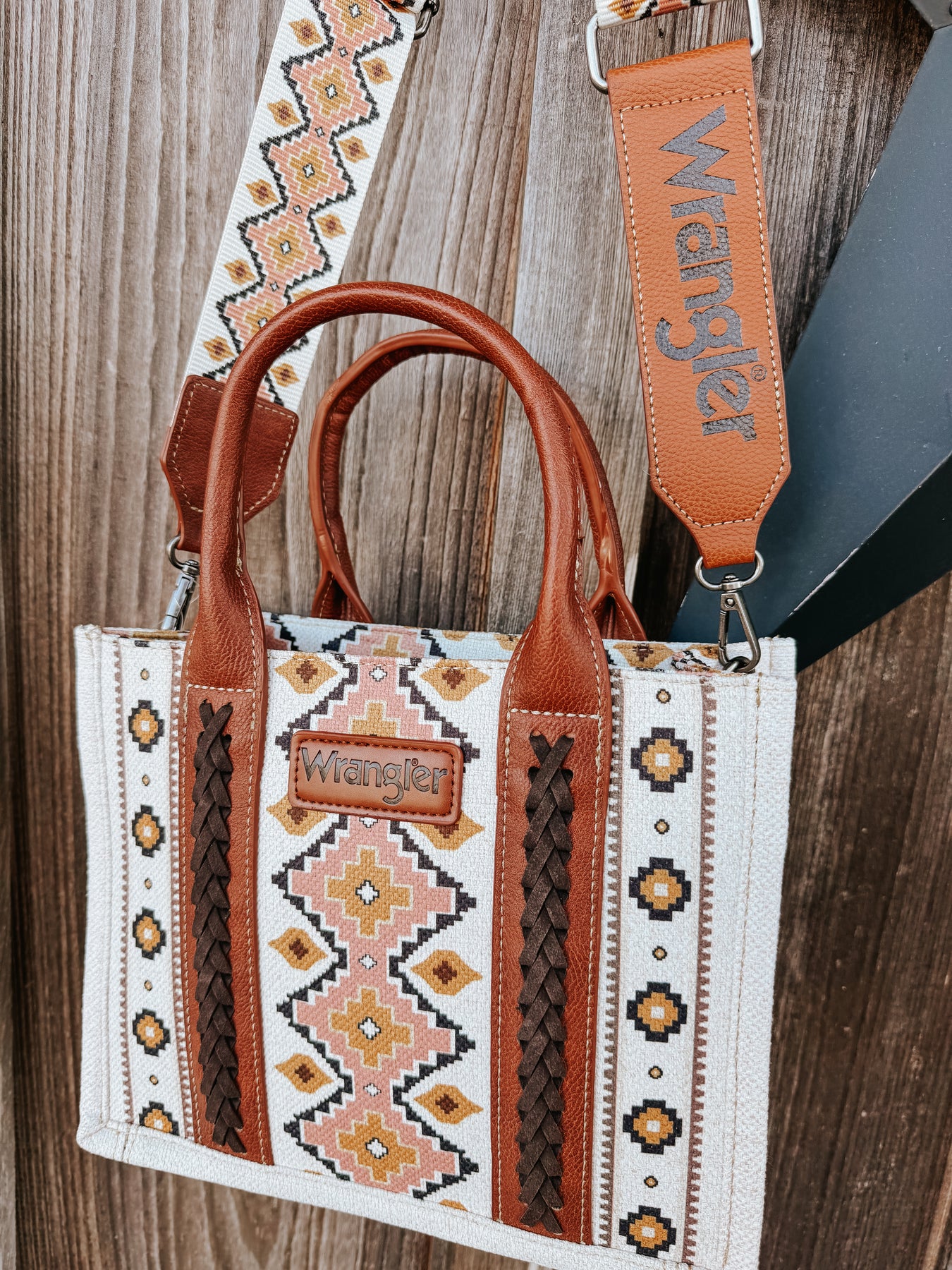 Southwestern Print Cross Body Canvas Mini Tote